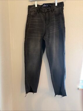 16. Hollister Charcoal High-Rise Raw Hem Jeans